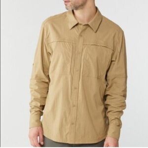 REI Co-op Men’s Sahara Long Sleeve Shirt Large Tan Outdoor Vented Hiking Nylon